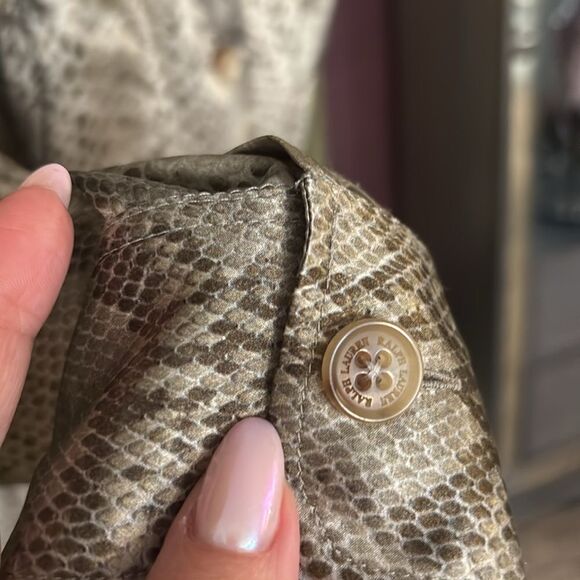 Ralph Lauren purple label 100% silkSnakeskin-Print Shirt Dress, US10 - Picture 7 of 11